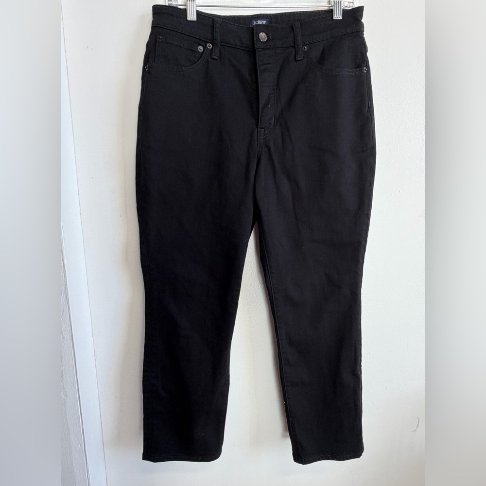 J. Crew Women’s Curvy Essential Straight Black Jeans High Rise Size 30